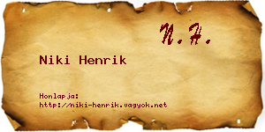 Niki Henrik névjegykártya